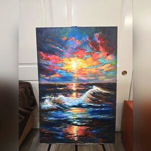 Original Acrylic On Canvas Abstract Sunset